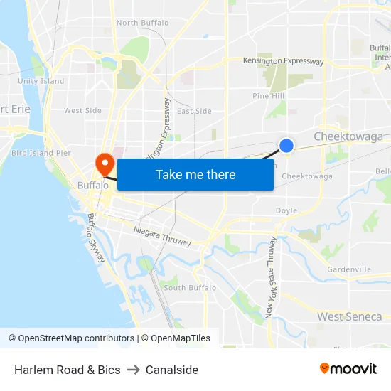 Harlem Road & Bics to Canalside map