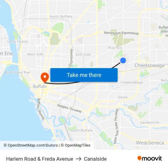 Harlem Road & Freda Avenue to Canalside map