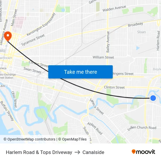 Harlem Road & Tops Driveway to Canalside map