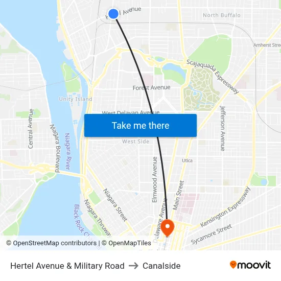 Hertel Avenue & Military Road to Canalside map