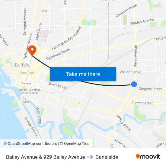 Bailey Avenue & 929 Bailey Avenue to Canalside map