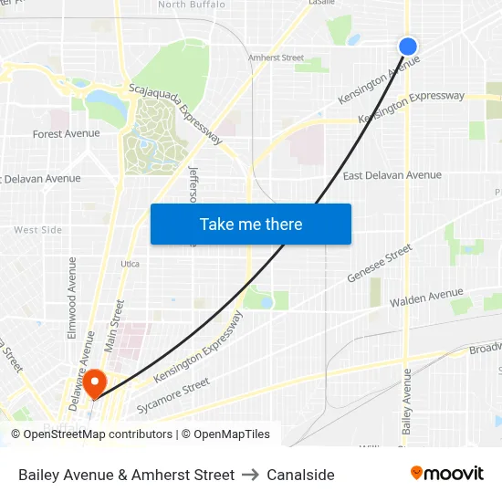 Bailey Avenue & Amherst Street to Canalside map