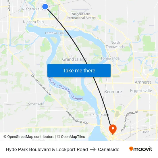 Hyde Park Boulevard & Lockport Road to Canalside map