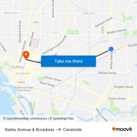 Bailey Avenue & Broadway to Canalside map