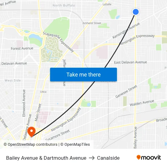 Bailey Avenue & Dartmouth Avenue to Canalside map