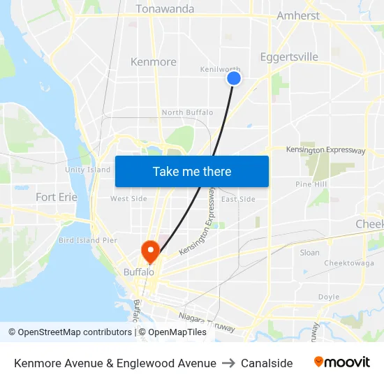 Kenmore Avenue & Englewood Avenue to Canalside map