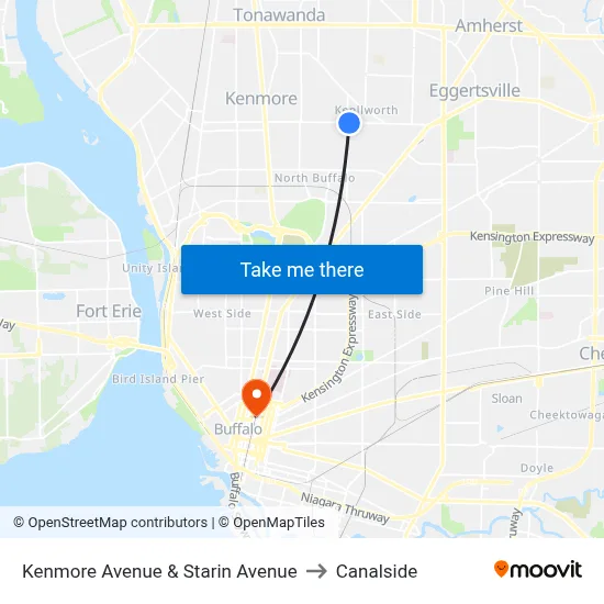 Kenmore Avenue & Starin Avenue to Canalside map