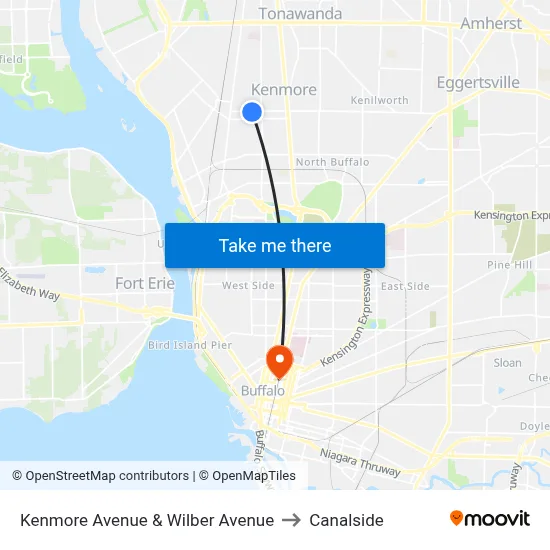 Kenmore Avenue & Wilber Avenue to Canalside map