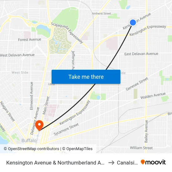 Kensington Avenue & Northumberland Avenue to Canalside map