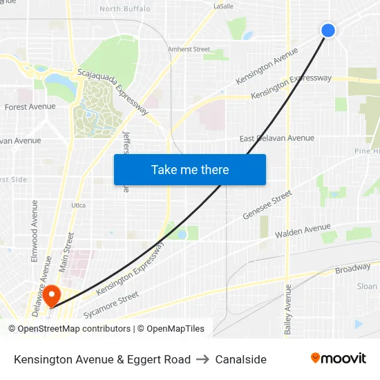 Kensington Avenue & Eggert Road to Canalside map