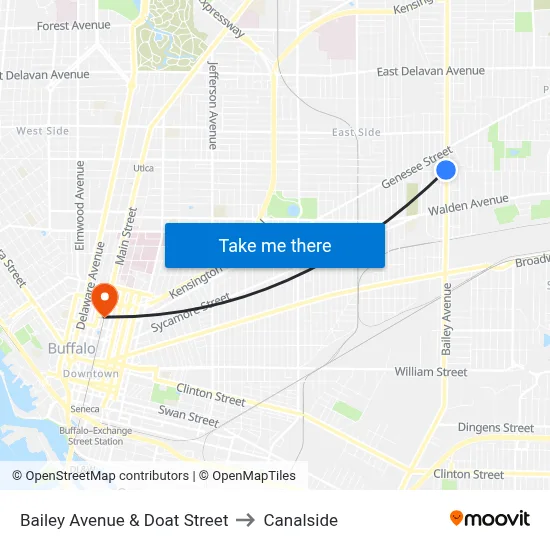 Bailey Avenue & Doat Street to Canalside map