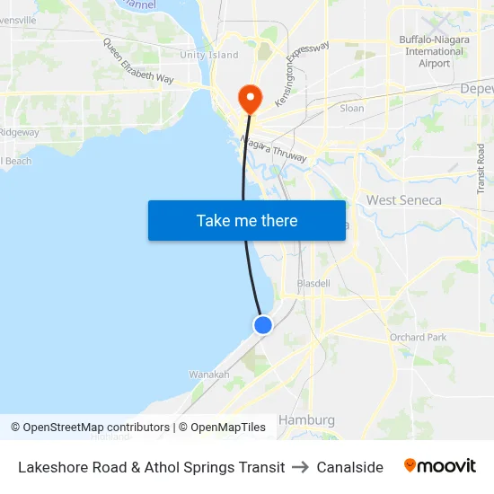 Lakeshore Road & Athol Springs Transit to Canalside map