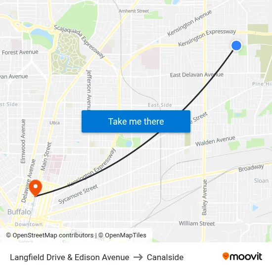 Langfield Drive & Edison Avenue to Canalside map