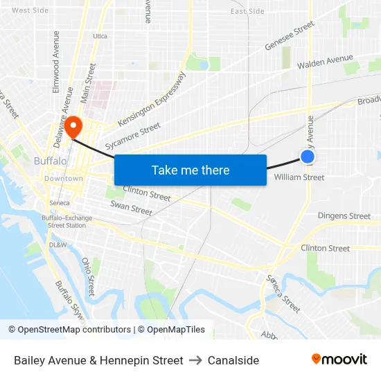 Bailey Avenue & Hennepin Street to Canalside map