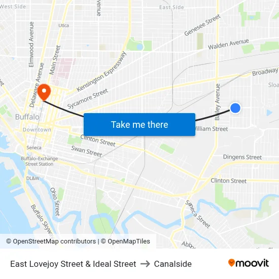 East Lovejoy Street & Ideal Street to Canalside map