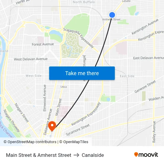 Main Street & Amherst Street to Canalside map
