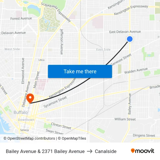 Bailey Avenue & 2371 Bailey Avenue to Canalside map