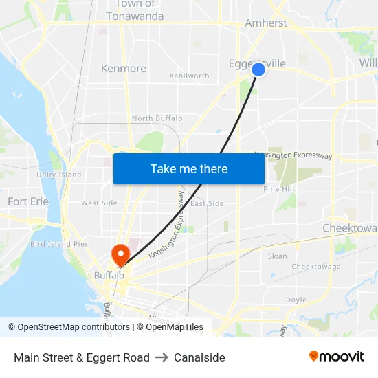 Main Street & Eggert Road to Canalside map