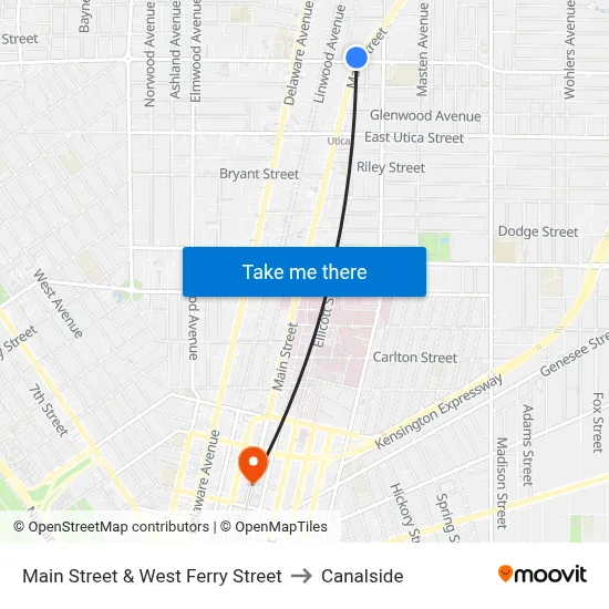 Main Street & West Ferry Street to Canalside map