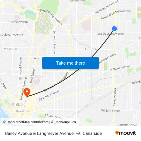 Bailey Avenue & Langmeyer Avenue to Canalside map
