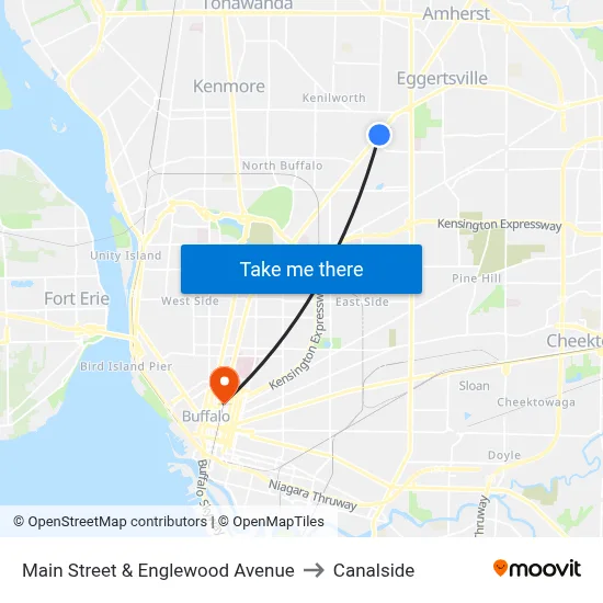 Main Street & Englewood Avenue to Canalside map