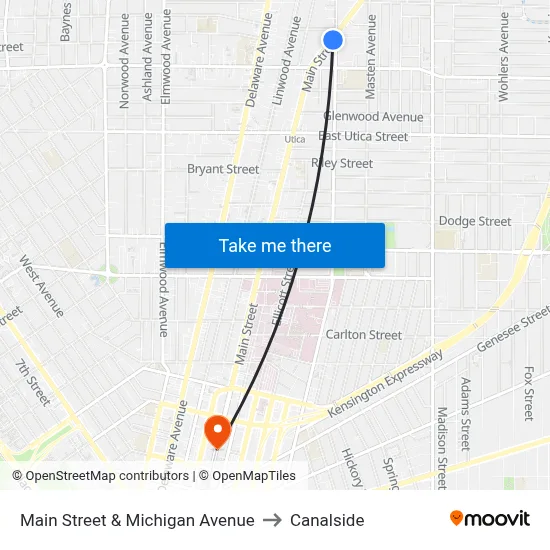 Main Street & Michigan Avenue to Canalside map