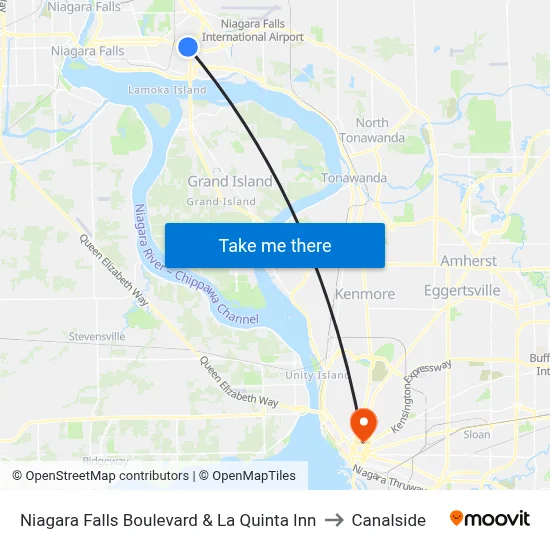 Niagara Falls Boulevard & La Quinta Inn to Canalside map