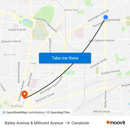 Bailey Avenue & Millicent Avenue to Canalside map