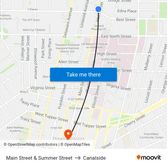 Main Street & Summer Street to Canalside map