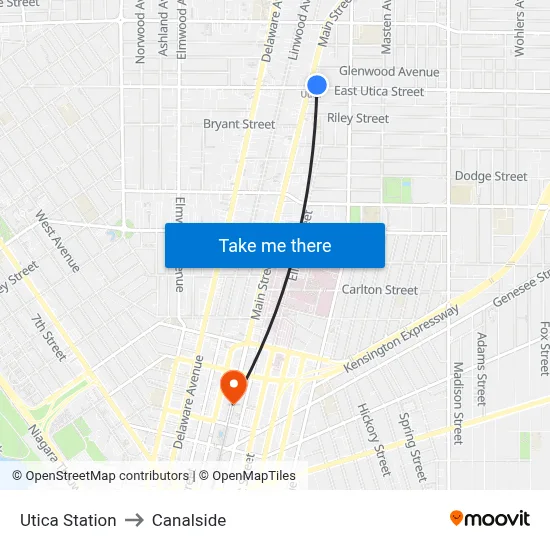Utica Station to Canalside map