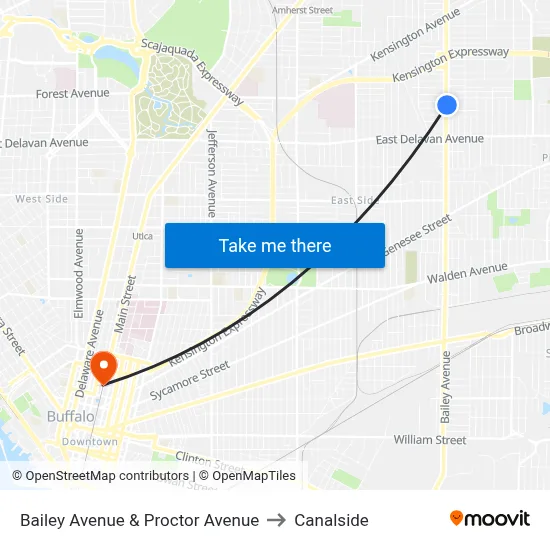Bailey Avenue & Proctor Avenue to Canalside map