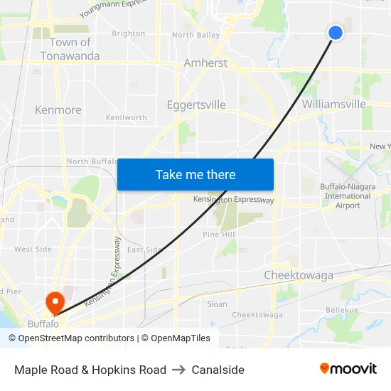 Maple Road & Hopkins Road to Canalside map
