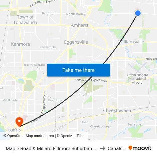 Maple Road & Millard Fillmore Suburban Hospital to Canalside map