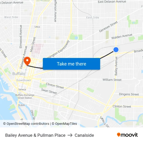 Bailey Avenue & Pullman Place to Canalside map