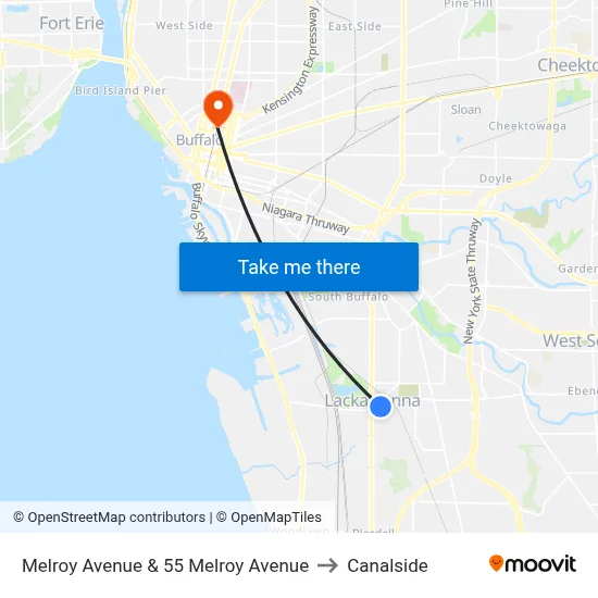Melroy Avenue & 55 Melroy Avenue to Canalside map