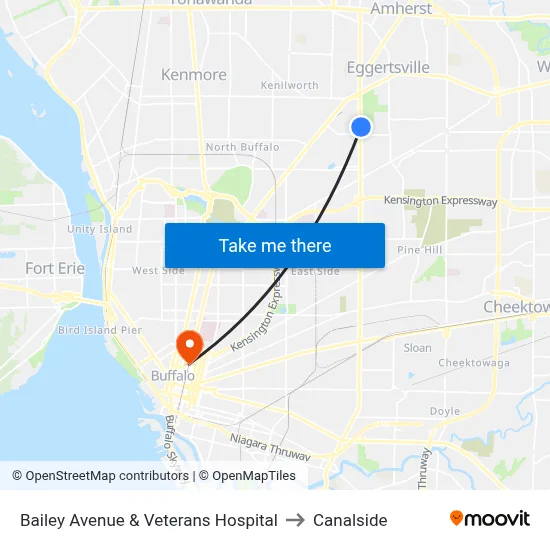 Bailey Avenue & Veterans Hospital to Canalside map