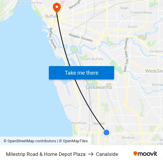 Milestrip Road & Home Depot Plaza to Canalside map