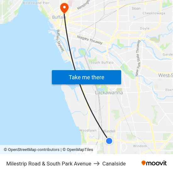 Milestrip Road & South Park Avenue to Canalside map