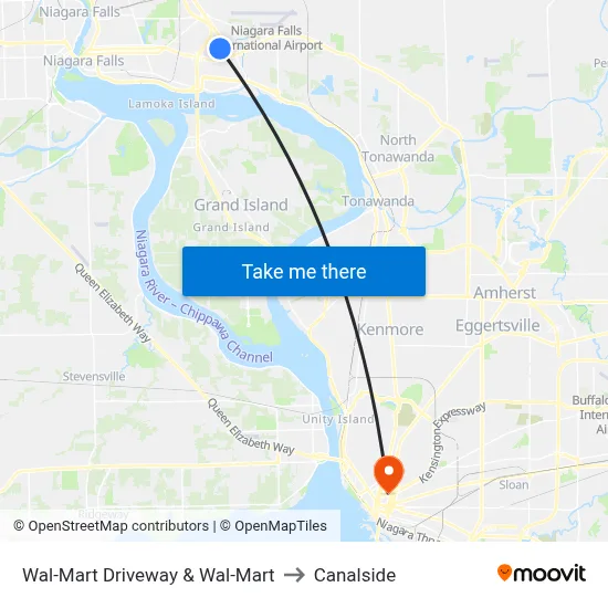 Wal-Mart Driveway & Wal-Mart to Canalside map