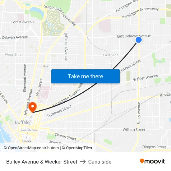 Bailey Avenue & Wecker Street to Canalside map