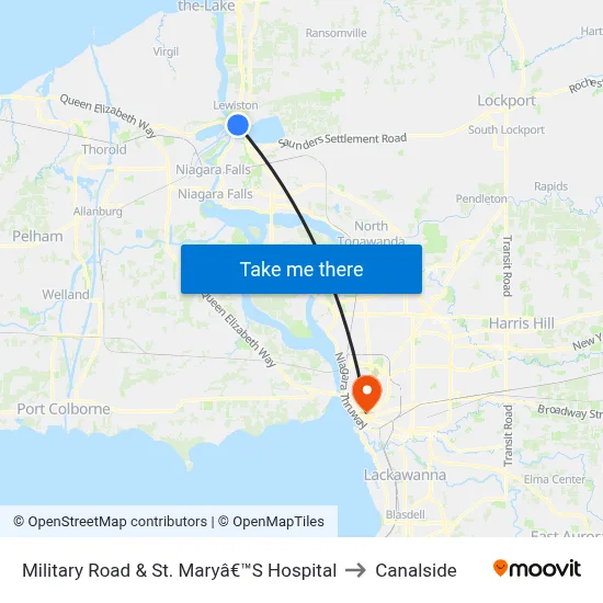 Military Road & St. Maryâ€™S Hospital to Canalside map