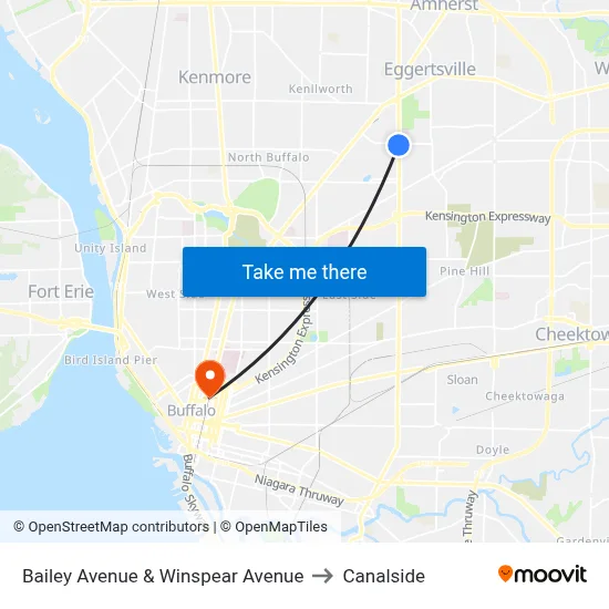 Bailey Avenue & Winspear Avenue to Canalside map