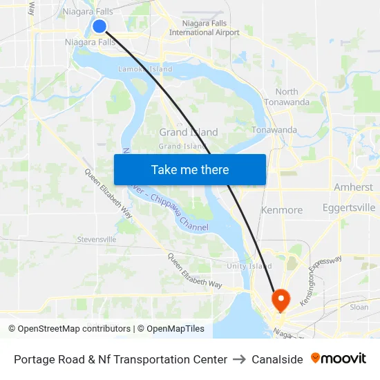 Portage Road & Nf Transportation Center to Canalside map