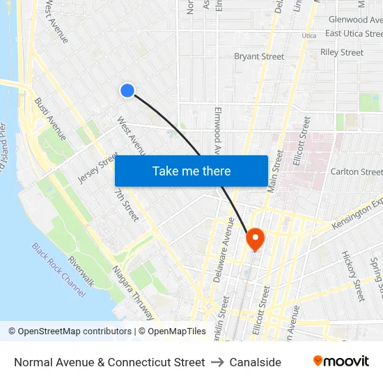 Normal Avenue & Connecticut Street to Canalside map