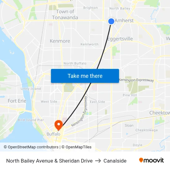 North Bailey Avenue & Sheridan Drive to Canalside map