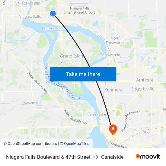 Niagara Falls Boulevard & 47th Street to Canalside map