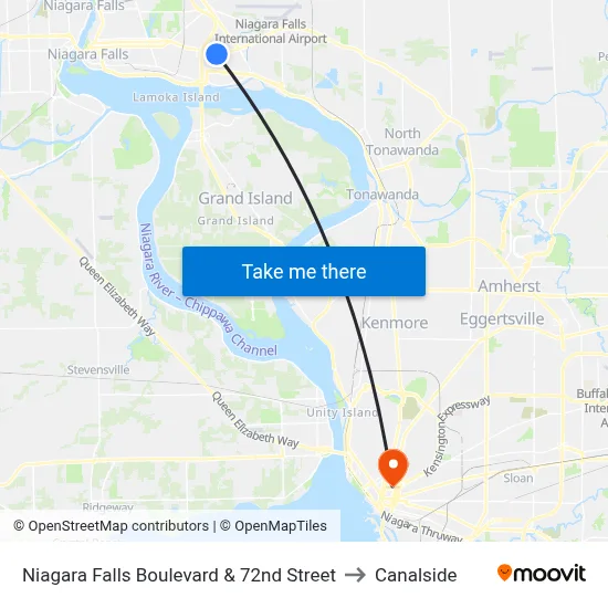 Niagara Falls Boulevard & 72nd Street to Canalside map