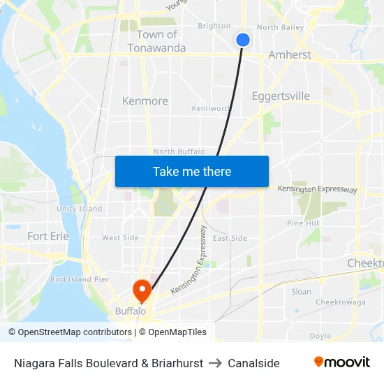 Niagara Falls Boulevard & Briarhurst to Canalside map