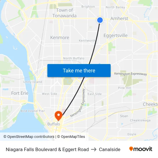 Niagara Falls Boulevard & Eggert Road to Canalside map