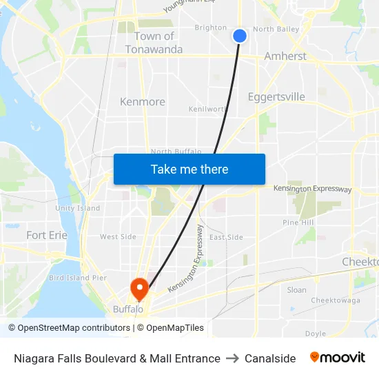 Niagara Falls Boulevard & Mall Entrance to Canalside map